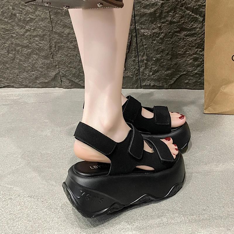 Fashion 8CM Summer Women Buckle Slippers Flip-Flops Beach Shoes Wedge Heels Slides Woman Platform Slippers Candy Colors Outside Sandals