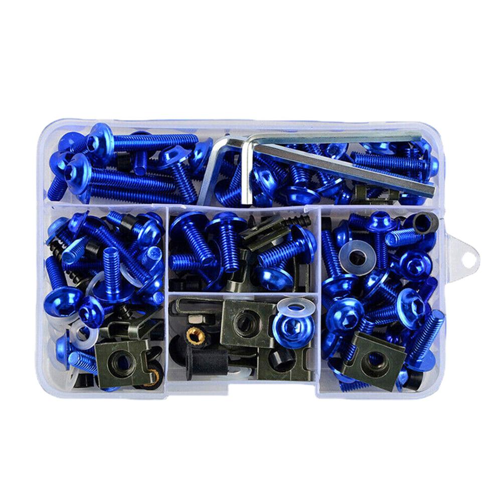 

177 шт. M6 M5 комплект болтов для обтекателя, алюминиевые винты для кузова, гайки для мотоцикла Yamaha Dirt Bike, цветной комплект крепежа синий
