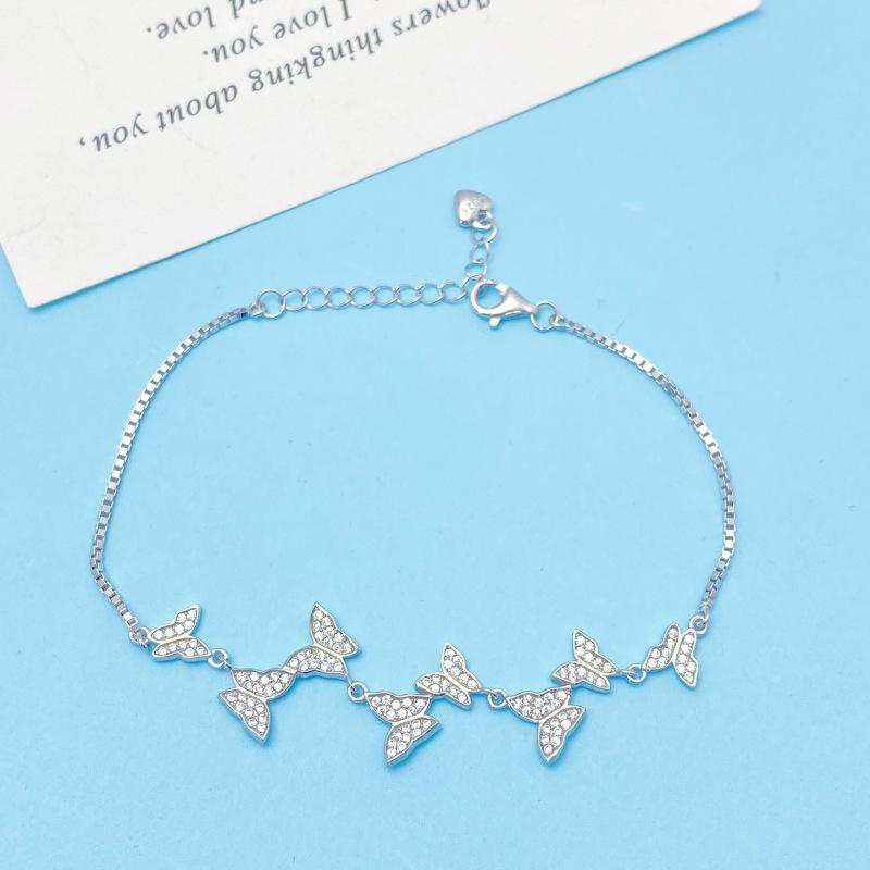 S925 Sterling Silver Butterfly Bracelet - Women s Elegant and Simple Korean Style Jewelry 925 Sterling Silver