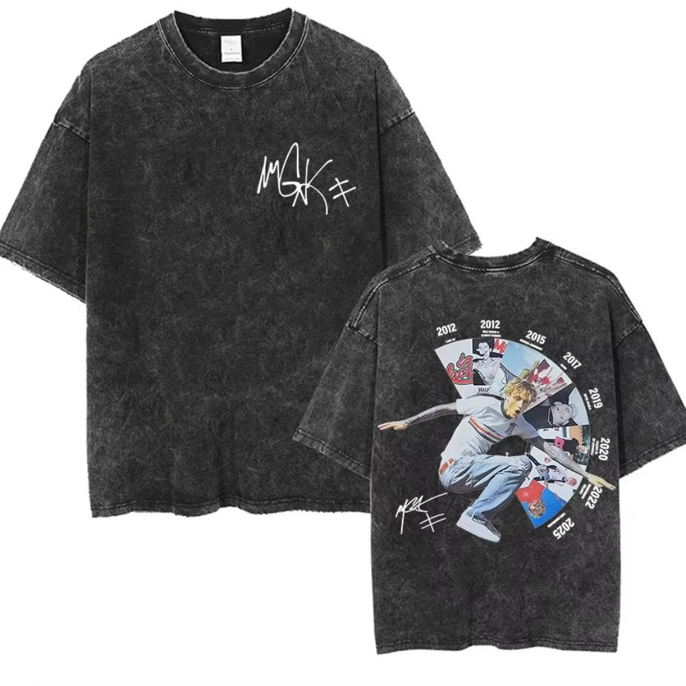 Vintage Washed Machine Gun Kelly T Shirt MGK Lost Americana Tour Fans Tshirts Men Women Punk Gothic Hip Hop Oversized Tees