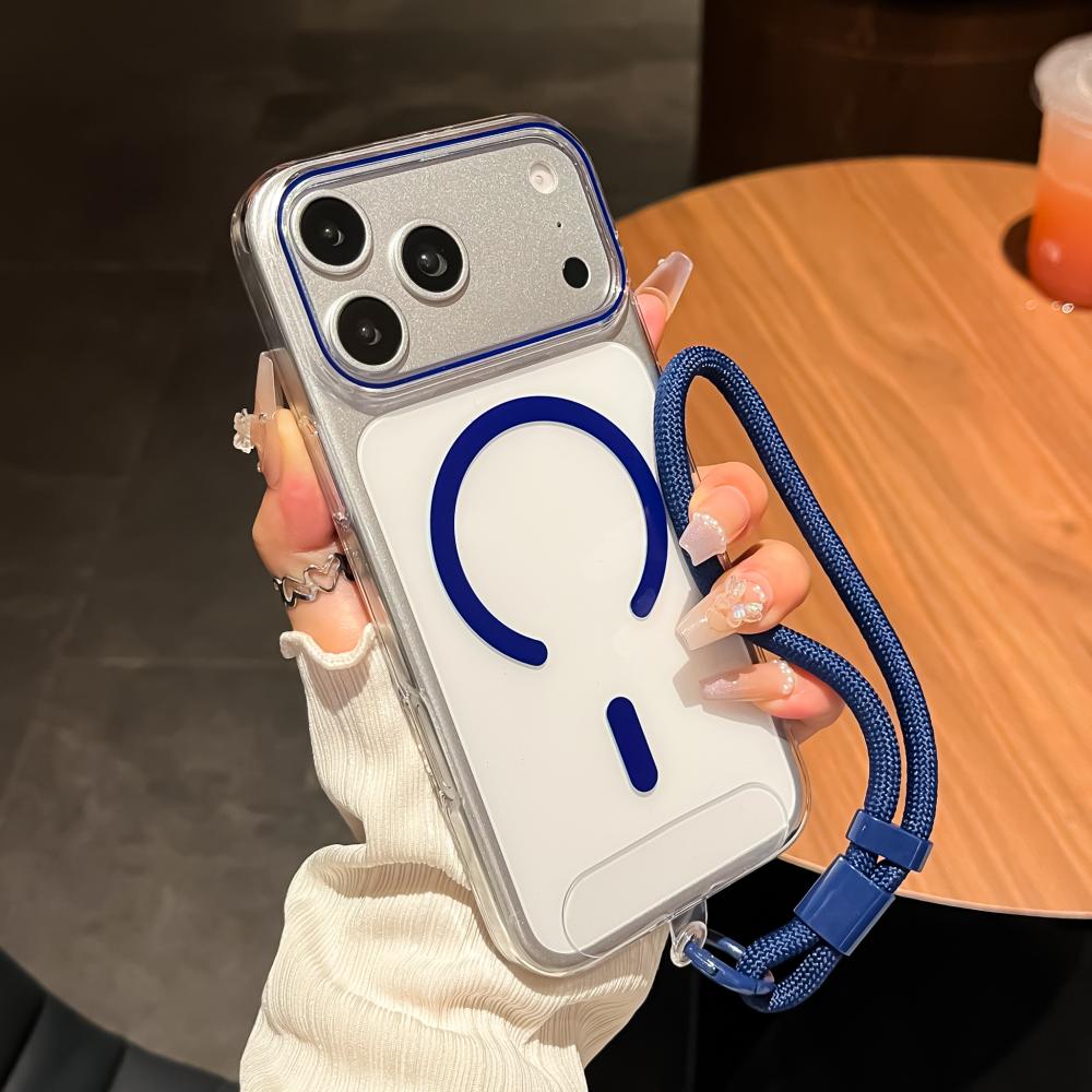 Transparent Acrylic for Magsafe Wrist Strap Case for iPhone 18 17 16 15 14 Pro Max Magnetic Lanyard Hard PC Shockproof Cover