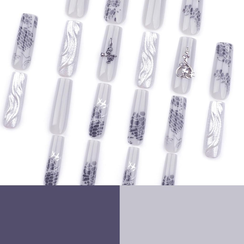 3D Magic Mirror Powder Metal Heart & Cross Rose Nail Art False Nails