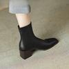 Retro Style Women Short Boots Fashion Back Zippers Ankle Booties Square High Heels Autumn Winter Shoes