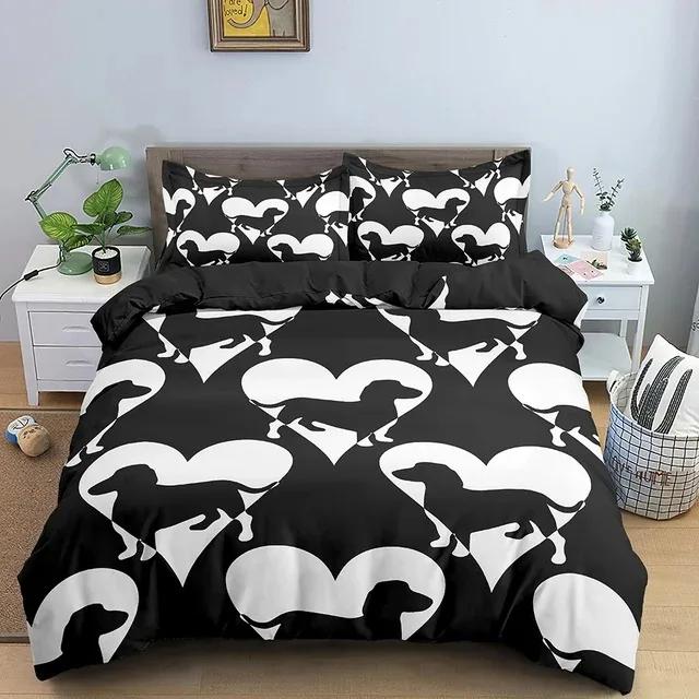 Dachshund Dog Bedding Set Cute Puppy Duvet Cover Cartoon Bed Cover Pet Dog Home Textiles Decor Bedline Accept Custom