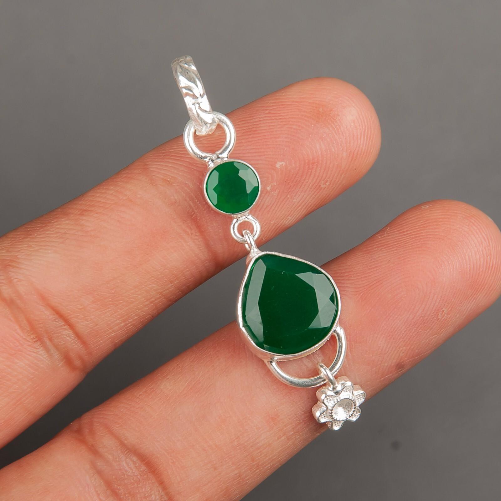 

Зеленый Оникс Драгоценный Камень 925 Стерлинговое Серебро Ювелирные Изделия Ручной Работы Подвеска 2.00 Для Подарка PP-5-17