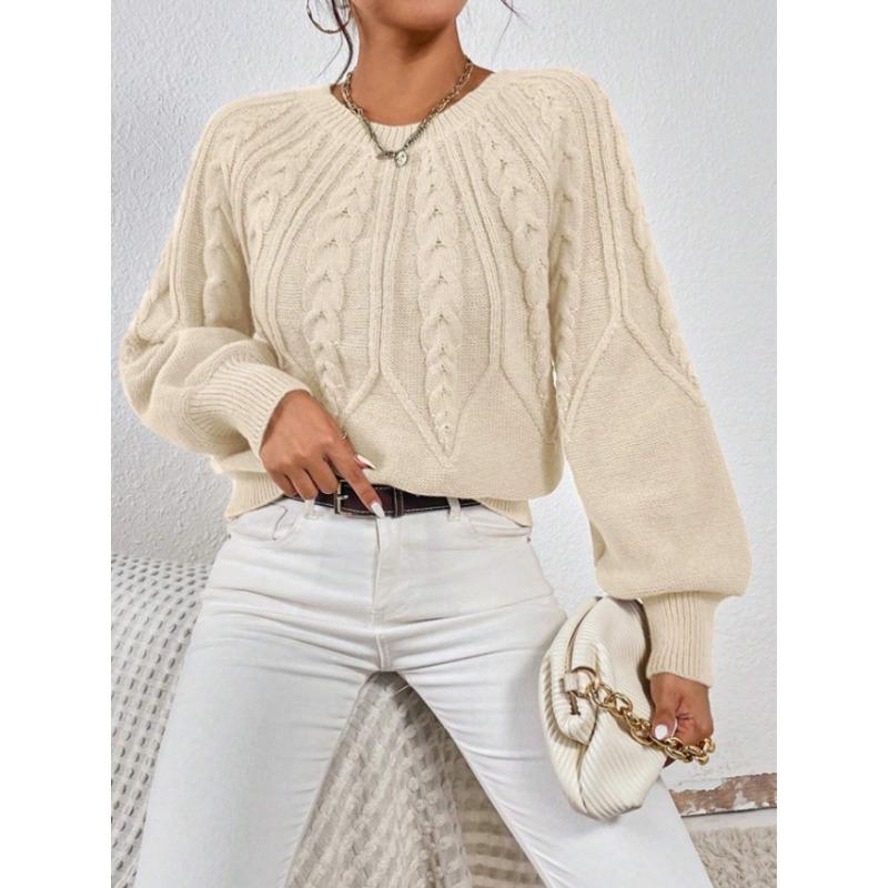 

YYFS Женская мода Повседневный Осень Зима Однотонный Принт Длинный Рукав О-Образным Вырезом Свитера XL абрикосовый