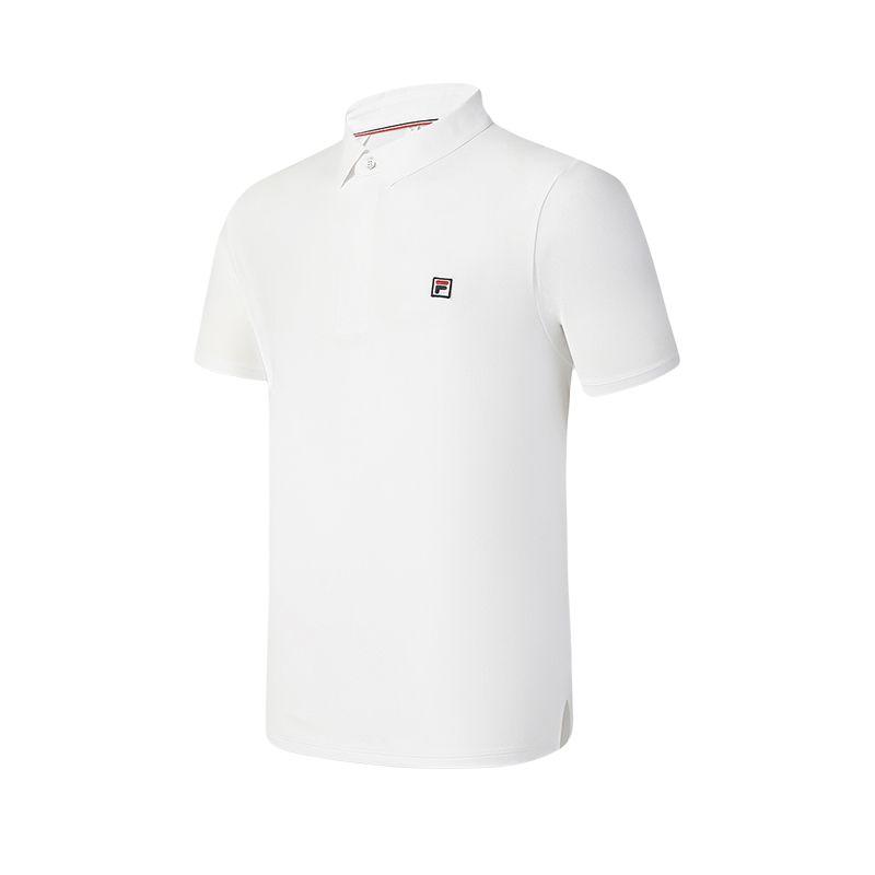FILA Tennis Brand Logo Sun Protection Knitted Short Sleeve Polo Shirt Men tops Jade-White A11M523103F-WT
