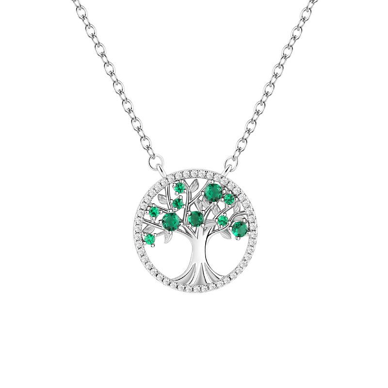 Color Zirconium Law Necklace Women, Religious Belief Hollow Nature Tree of Life Necklace