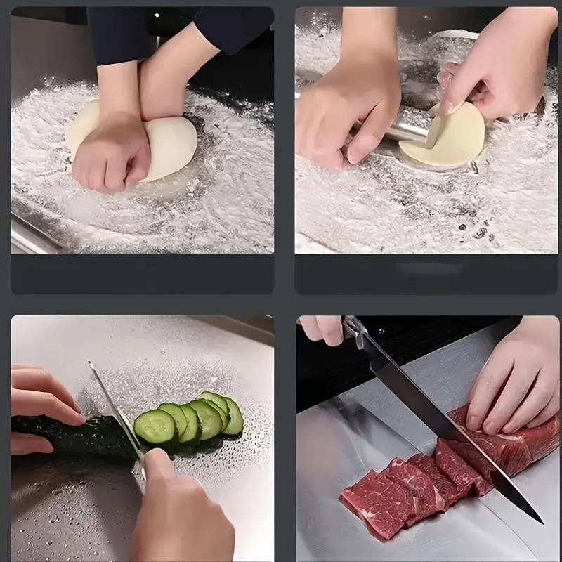Extra Large Stainless Steel Rolling Chopping Board Double-Sided, Durable Kitchen Countertop Protector for Home Cooks, Culinary Chopping Board