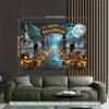 1 piece of 2D background fabric, a pumpkin lantern and Halloween-themed polyester fabric background, for the living roomzyc