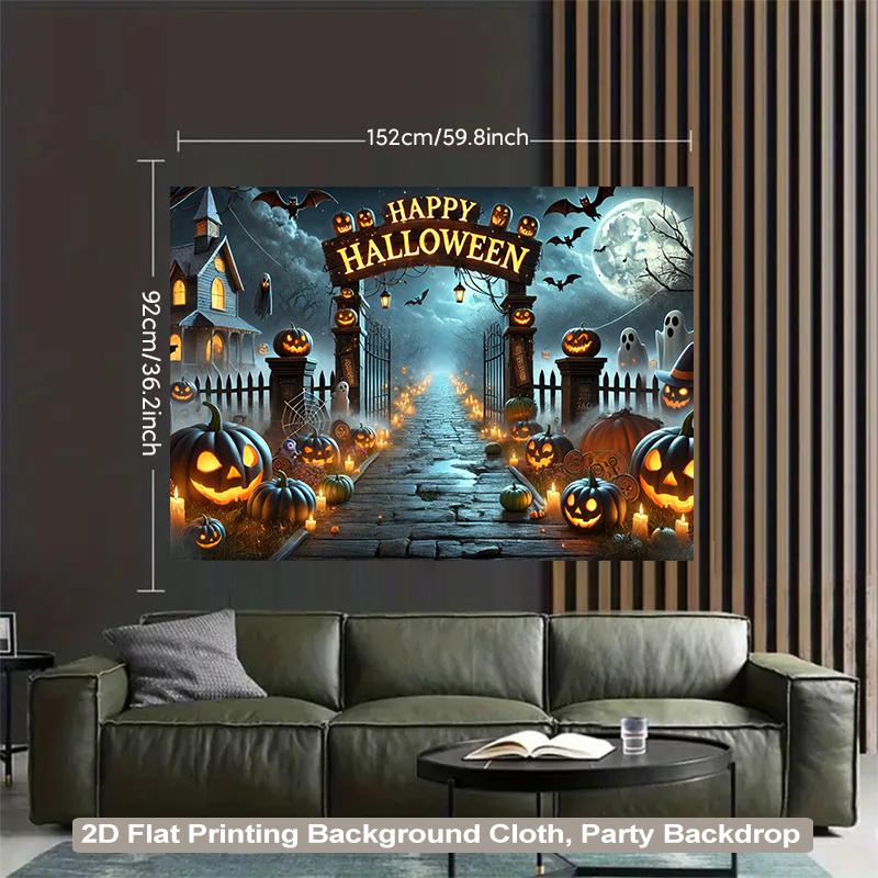 1 piece of 2D background fabric, a pumpkin lantern and Halloween-themed polyester fabric background, for the living roomzyc