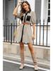 2026 European American Short-Sleeve Striped Shirt Dress - Women's Single-Breasted Style