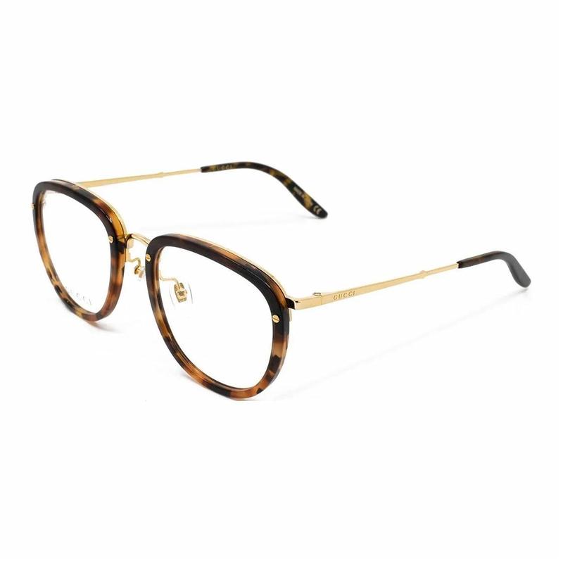 Gucci Temple letter engraving, oval optical frame, unisex couple style, brown