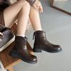 Leather Martin Boots Women's Autumn and Winter Fleece Thick-soled Casual Short Boots Fashion Versatile Warm Skinny Boots Women