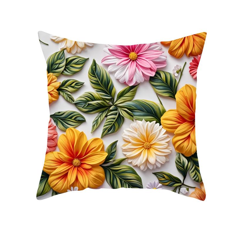 New Decorative Pillowcase 3D Three-dimensional Effect Floral Pillowcase Sofa Cushion Cover Digital Printing