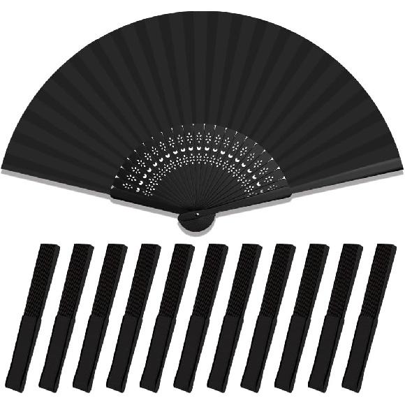 12 Pcs Paper Folding Hand Fan, 8.26 Inch Portable Small Handheld Wedding Fan Bulk for Wedding Guests, Party Favors, Bridal Baby Shower Decorations,