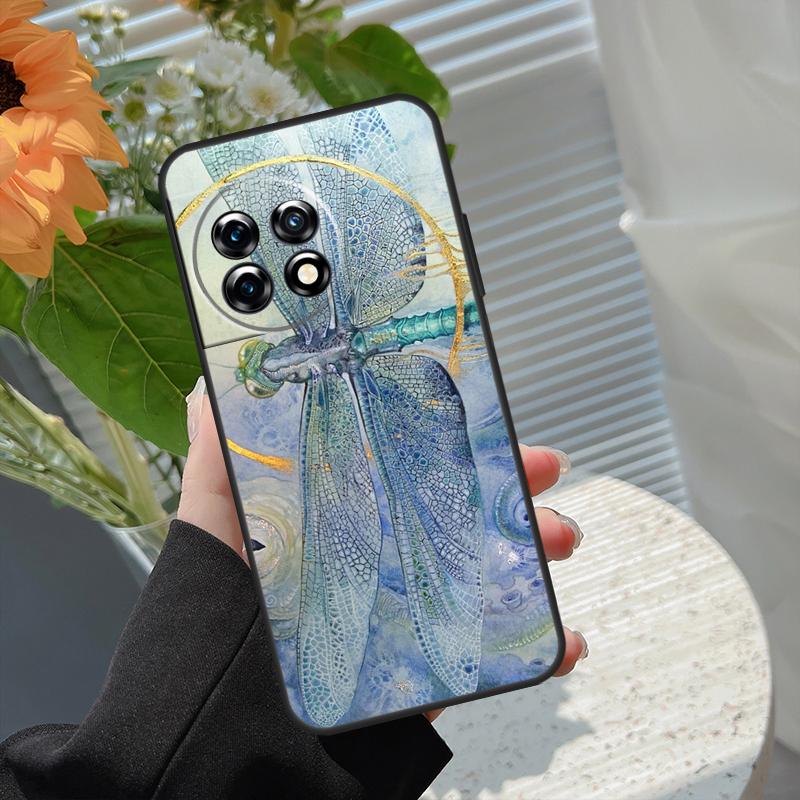 Luxury Dragonfly Case For OnePlus 10 Pro 15 13 12 11 13T 15R 13R 10R 10T 8T Nord CE 5 4 2 3 Lite N20 N30 Cover