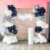 Metal Silver Balloons Garland Black White Silver Confetti Balloon Arch Kit Graduation Baby Shower Wedding Anniversary Decoration