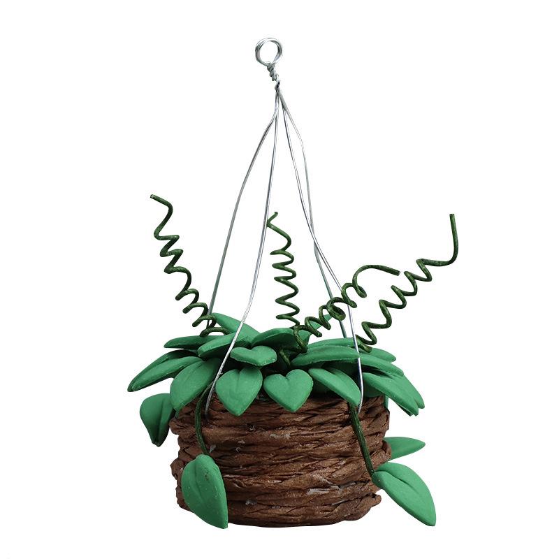 1:12 Mini Dollhouse Accessories - Yellow Maple Hanging Flower Basket Ornaments