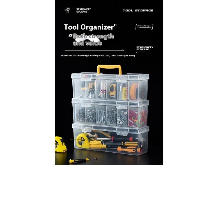 Portable Tool Storage Box with 6 Removable Sections Screws Bolts Carry Case for Home Garage Workshop Tool Organization