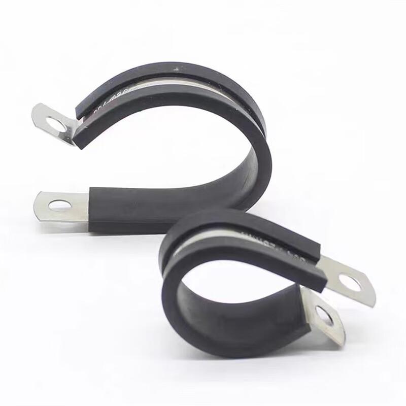 Yulinjun 304 Stainless Steel R-Type Rubber Lined Pipe Clamps, 18mm (5-Pack)