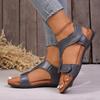 New European and American Style Velcro Flat Sandals Women's Large Size Fish Mouth Roman Shoes Comfortable and Breathable Beach Wear
