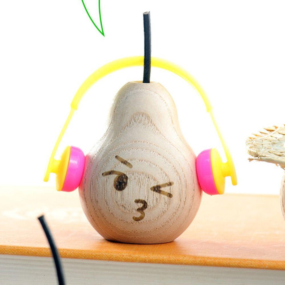2pcs Handmade Artificial Pear Sculpture Cute Perfume Diffuser Wood Pear Statue Desktop Decoration