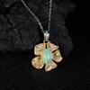 Xiaohongshu Earrings Flower Pendant S925 Sterling Silver Inlaid Natural Opal Gemstone Necklace Women'S Jewelry