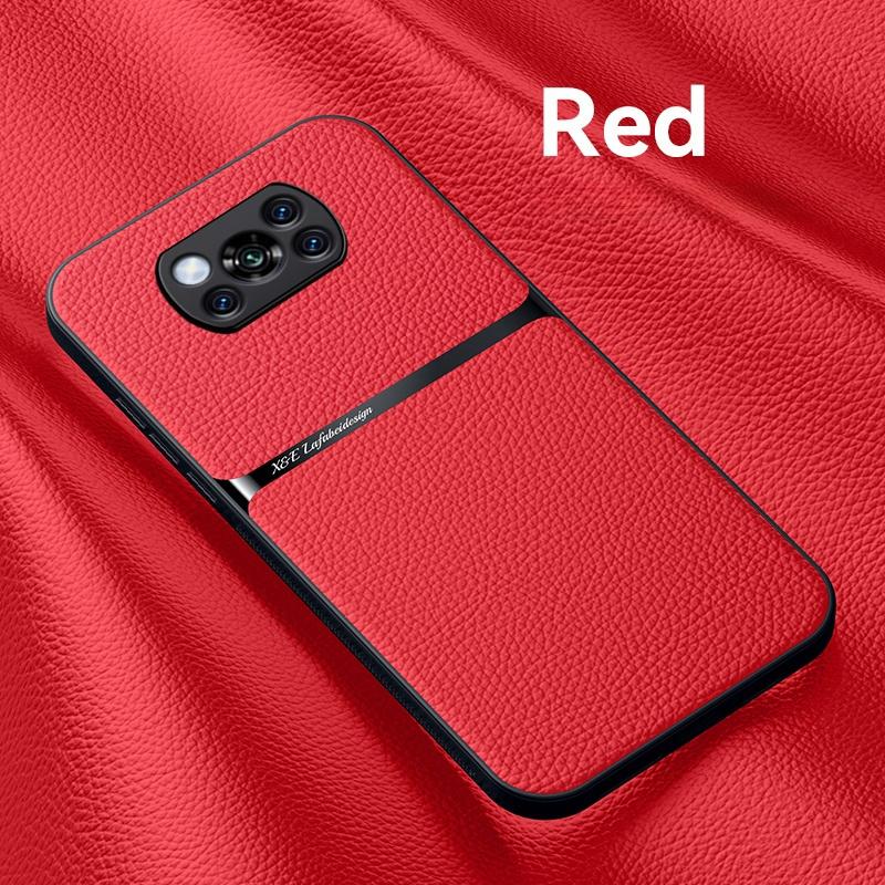 For Poco X3 Pro Case Leather Car Magnetic Holder Phone Case for Xiaomi PocoX3 Poco X3 NFC Little X 3 With Metal Plate Back Cover