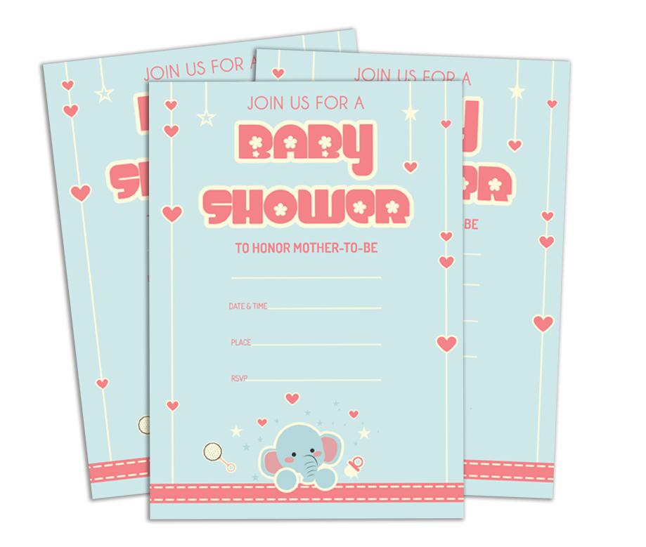 Darling Souvenir Baby Shower Invitation Card 28 Pcs Fill or Write In Blank Invites Printable Party Supplies