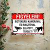 Metal Security Sign 8x12in, Weatherproof Warning with Strobe Siren Alarm, Outdoor Door Wall Decor
