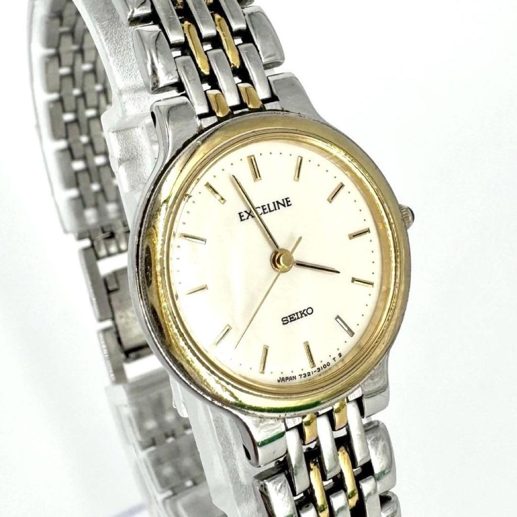 [USED] Battery SEIKO EXCELINE Watch Round Silver Gold