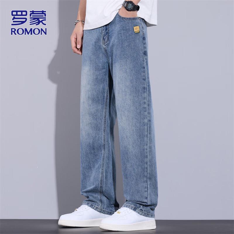 ROMON Men's Straight-Leg Loose Casual Jeans