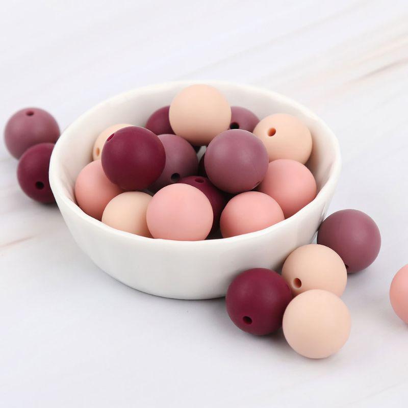 15mm 20pcs Silicone Beads Baby Teething Beads DIY Chewable Teether for Infant