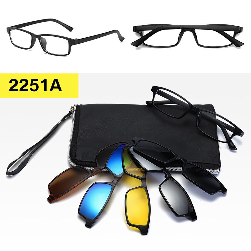Polarized Magnetic Clip-on Sunglasses Set: Unisex TR Frame Prescription Eyeglass & Sunglasses Combo