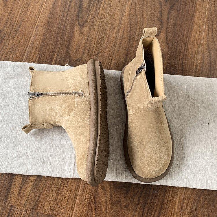 

Короткие ботинки Женские замшевые ботинки на шнуровке на плоской подошве