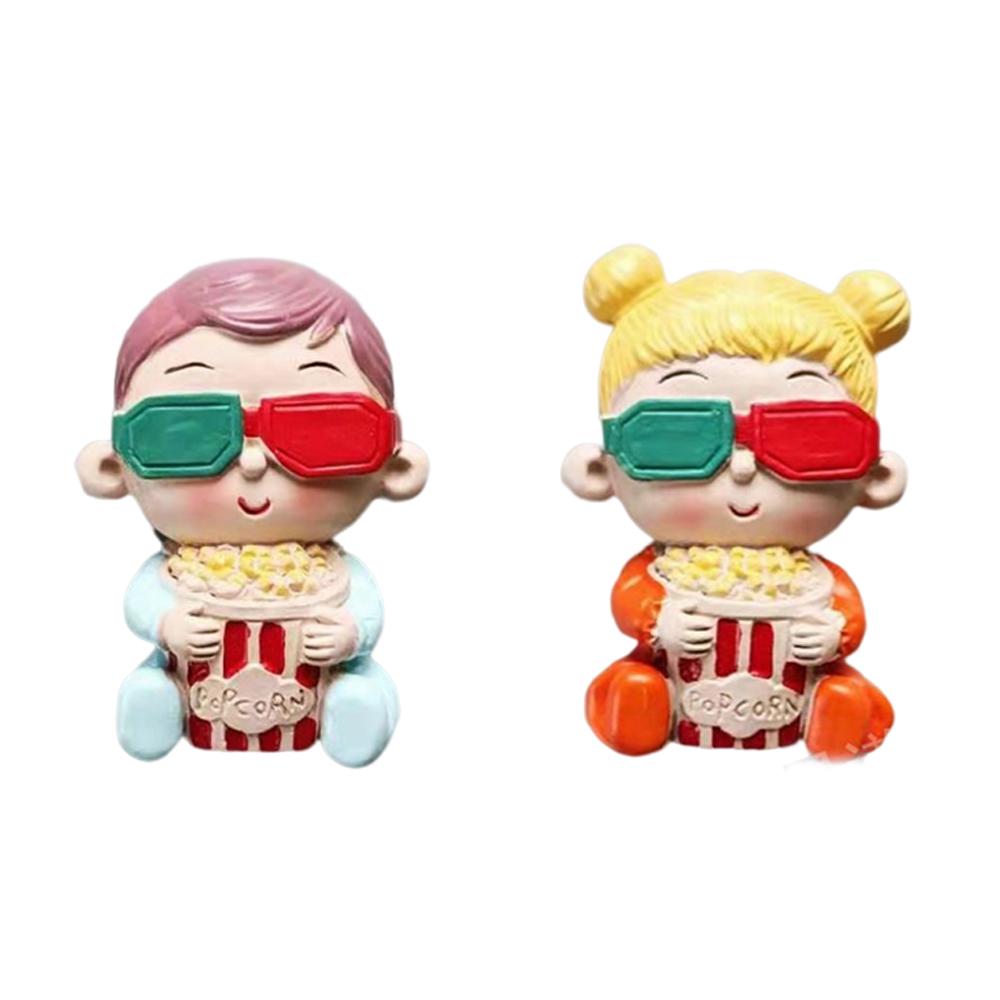 Cartoon Cute Movie Popcorn Boys And Girls Creative Personality 3D Resin Design Refrigerator Stickers Home Decorations Gifts