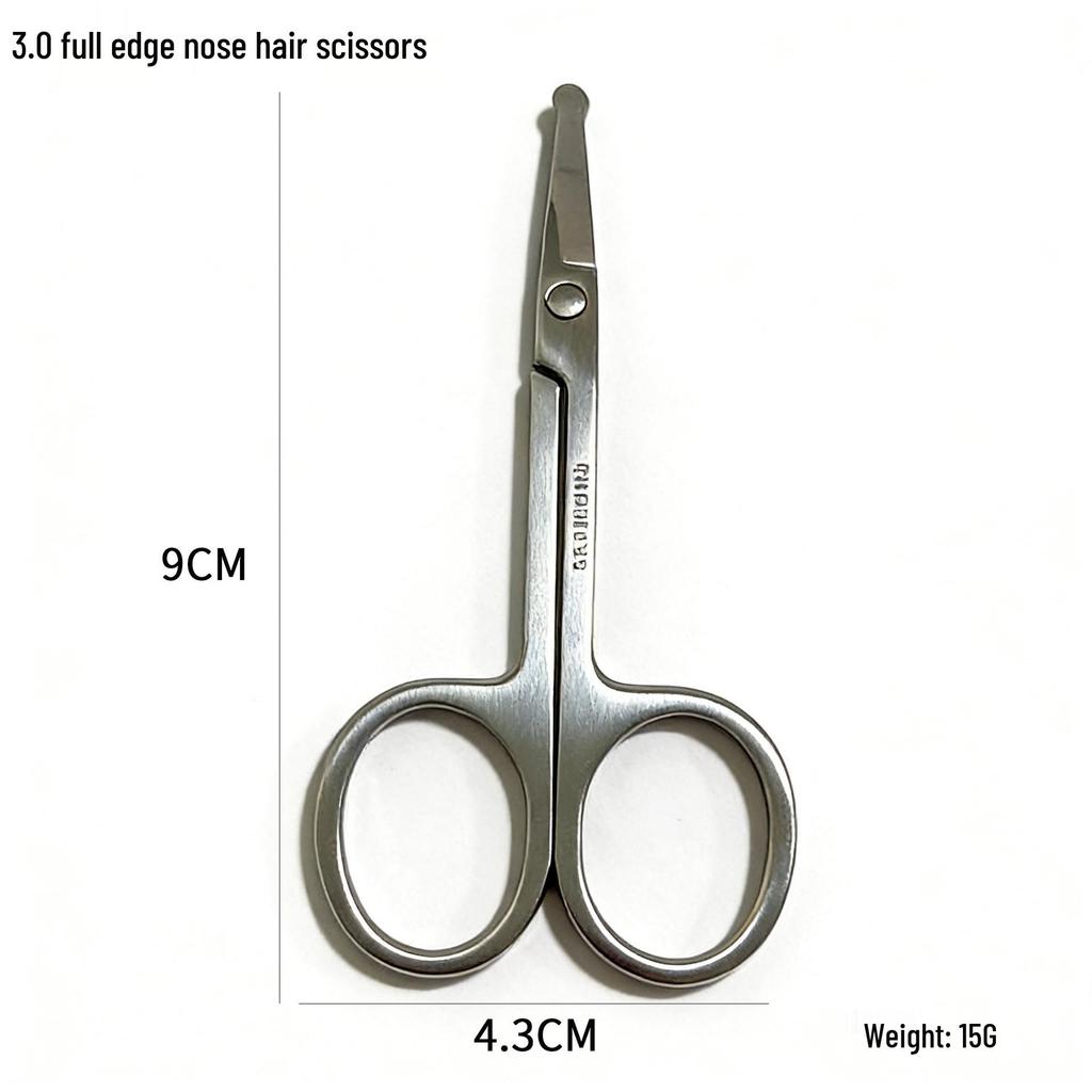 Stainless Steel Eyebrow and Nose Hair Scissors - Round & Pointed Tips, Mirror Polished.