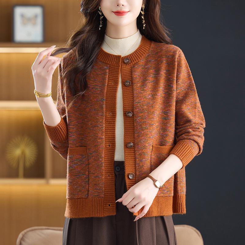 

Универсальный женский вязаный кардиган: Коллекция Осень 2025 - Свободный свитер-пальто для весны, осени и зимы 2XL оранжевый