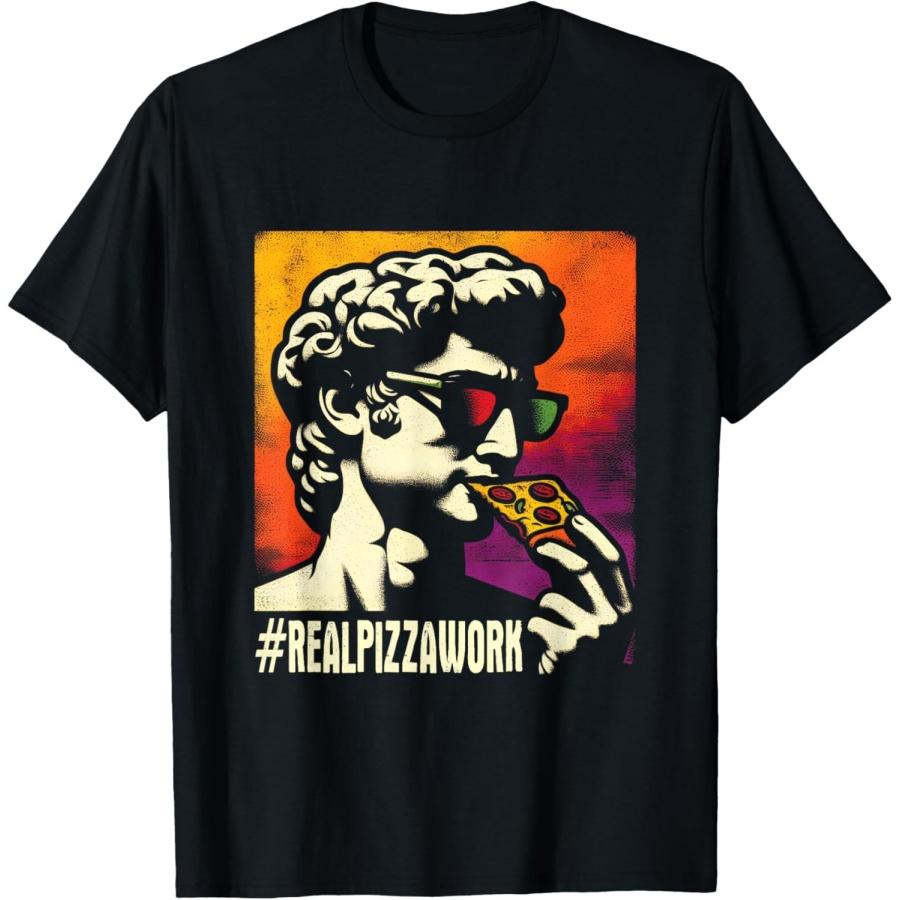 David Eating Pizza - Funny Renaissance Sculpture Pizza Lover T-Shirt XXXXXL чёрный