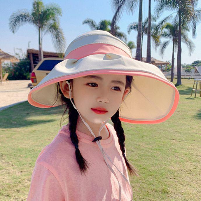 Girls' Wide Brim Anti-UV Open-Top Sun Hat - Child's Summer Sunshade