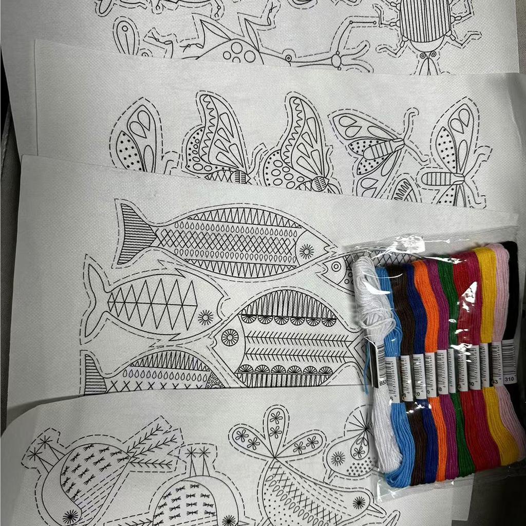 FLOWER Stick And Embroidery Pattern Kit Water-Soluble Transfer Paper For DIY Embroidery Projects And Decorative Patches
