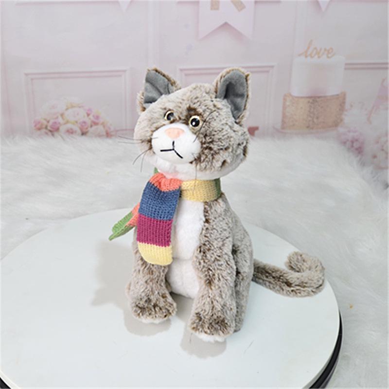 

Плюшевая кукла котенка - имитация внешней торговли - Детский подарок на день рождения Кот в шарфе 28 cm коричневый