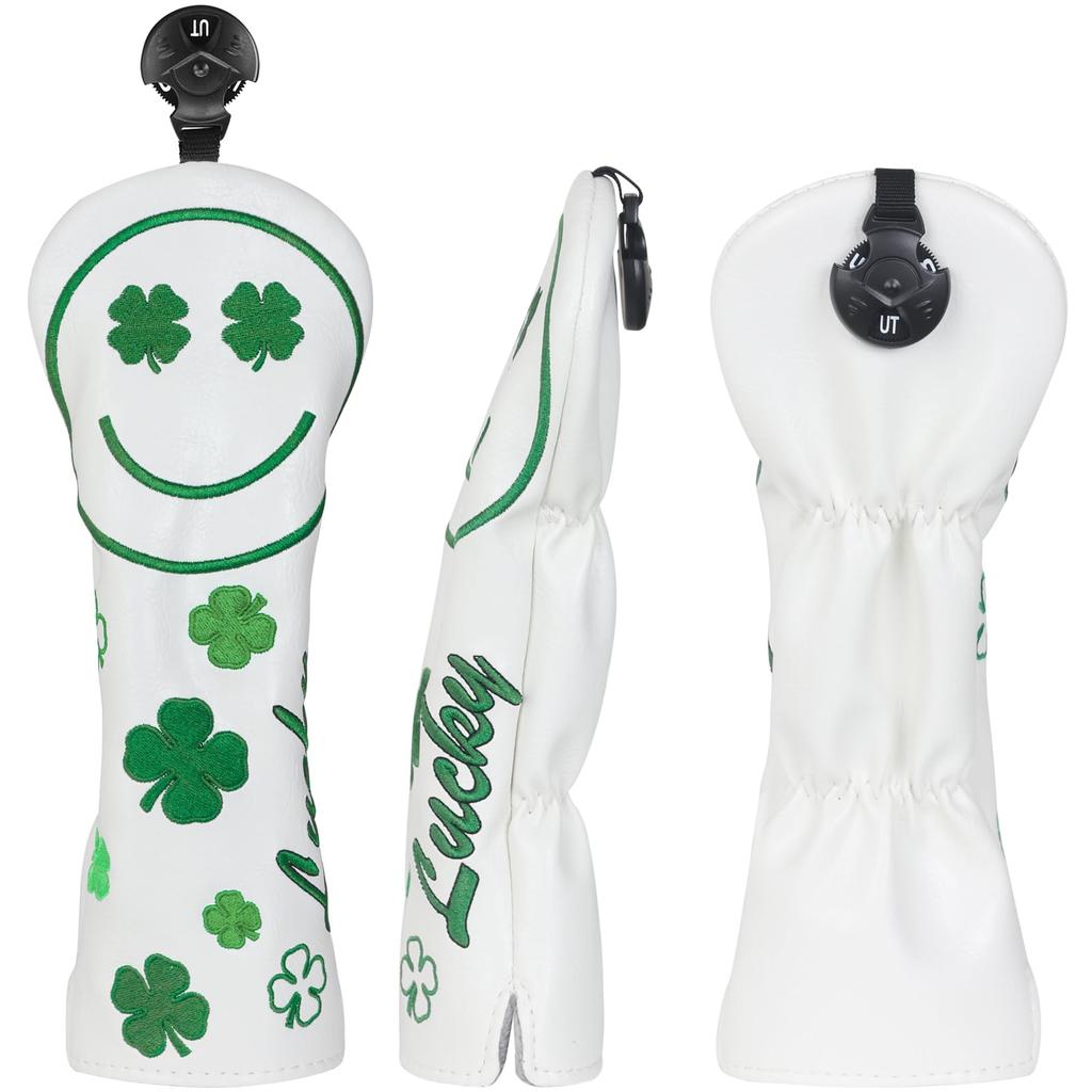 CRAFTSMAN Utility Single Headcover with Number Tags Cute Clover Smile Design Cover, (2, 3, 4, 5, 6, UT), Elastic,