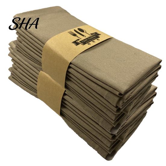 Farmhouse Style Napkins Rustic Linen Napkin, 16 Inch Cloth Solid Color Stitched Machine Washable Napkin for Dining Table Wedding Bridal Shower