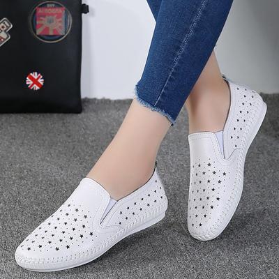 Wiosenne damskie codzienne płaskie buty z prawdziwej skóry baletki damskie wycięte wsuwane markowe mokasyny buty żeglarskie 56ty