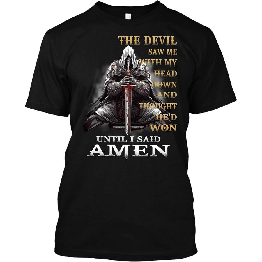 

The Devil Saw Me with My Head Down T-Shirt_ Knights Templar Shirts for Men, Jesus Christian Religious Apparel, God Said Amen XXXXXL різнокольоровий