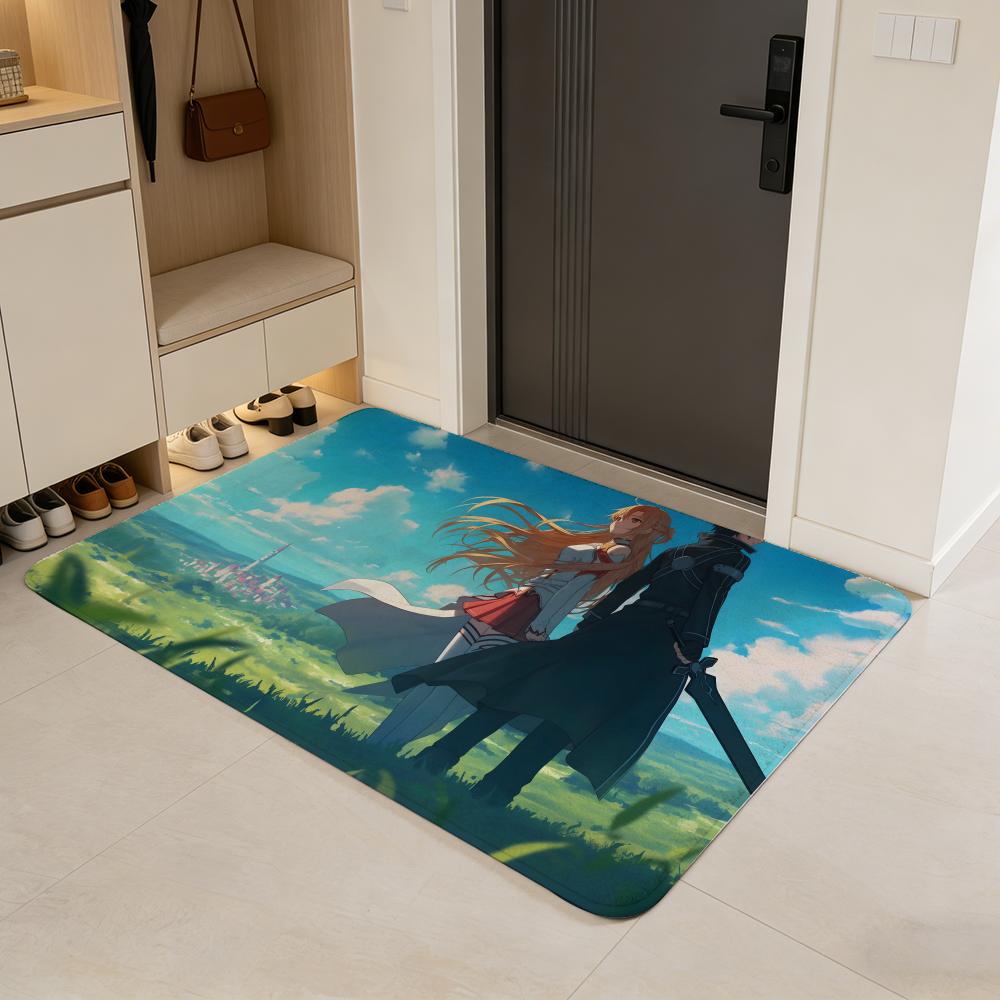 

Anime S-Sword Art Online Floor Mat Flannel Door Mat Non-Slip Absorbent Washable Indoor Home Rug 40x60cm