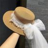 202602-shi ins chic summer French Retro Bride long lace paper grass lady fedoras cap women holiday leisure beach hat
