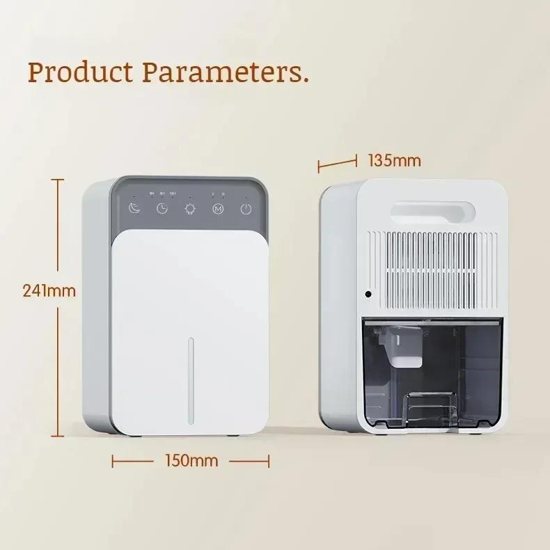 Intelligent Portable Dehumidifier with Deodorizing & Mold Prevention, Compact Design for Bedroom/Office/Closet Humidity Control